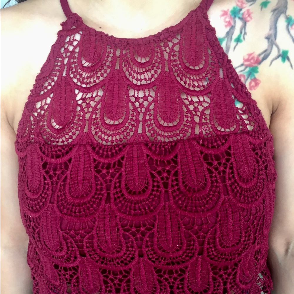 Pacsun- LA Hearts crochet halter crop top …